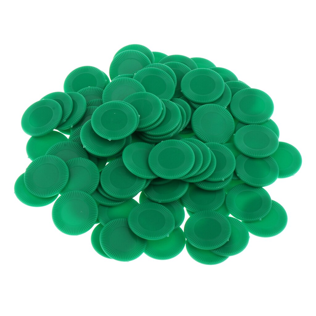 100 stk 23mm bingo spil poker chips casino markører tokens tæller sjovt legetøj: Grøn