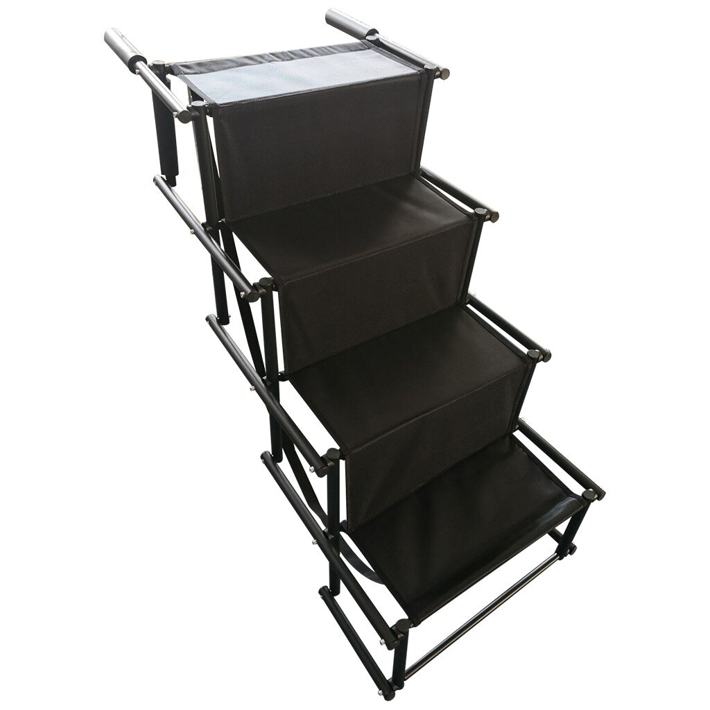 Pet Dogs Training Behaviour Aids Pet Dogs Cats Folding Car Dog Steps Stairs Lightweight Portable Rustproof Metal Frame 4 Step: Default Title