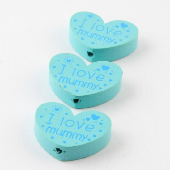 10pcs/lot Wooden DIY (I love mummy) Heart-Shaped Wooden Beads For Children's Toys & Pacifier Clip Spacer Beads: Color 9