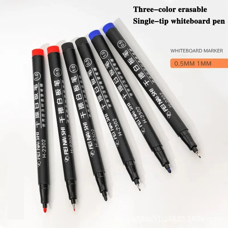 12Pcs Erasable Whiteboard Pen 0.5/1.0mm Fine Point Black/Blue/Red Ink Blackboard Marker School Office Art Writing Stationery