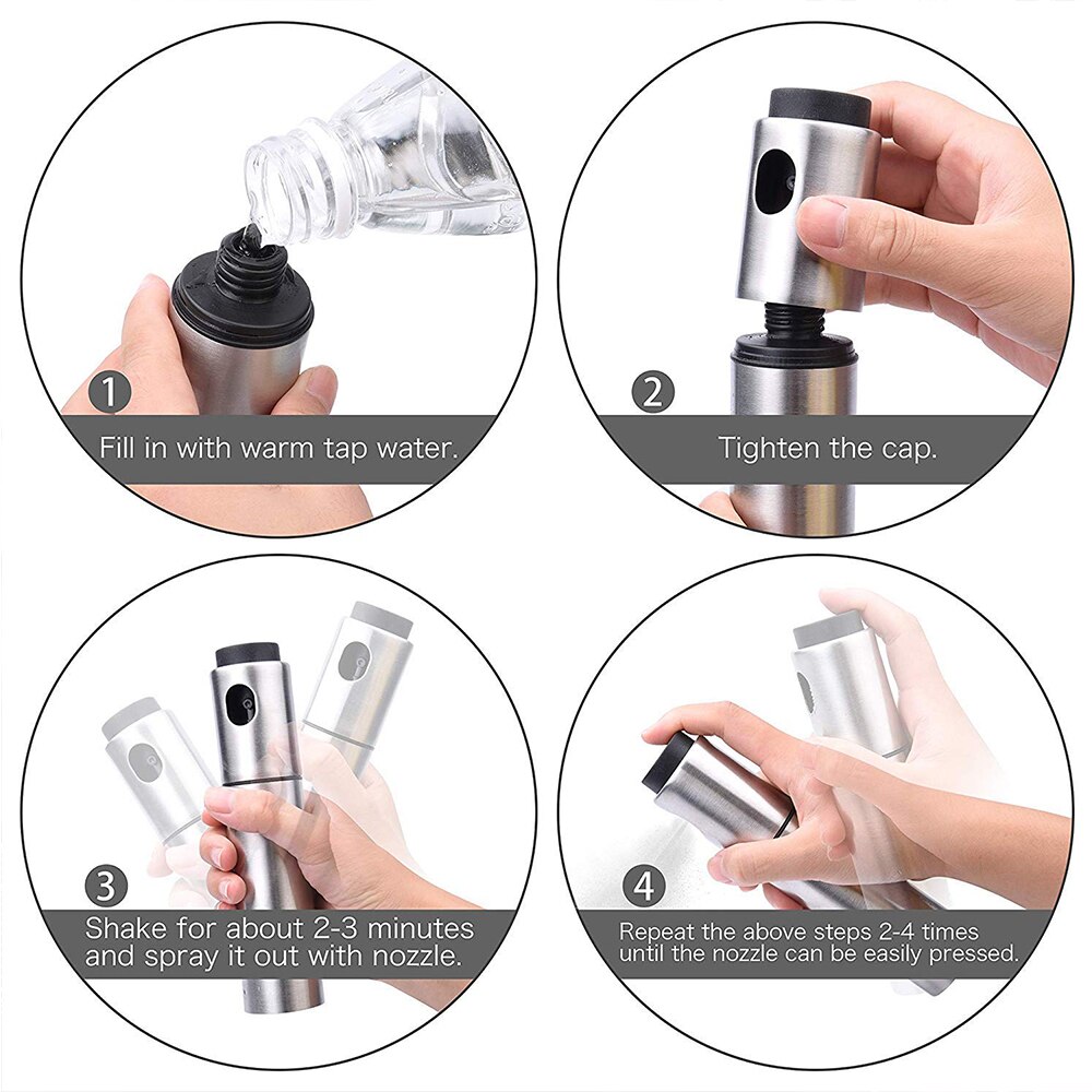 Rvs Olijfolie Spray Bottle Hervulbare Olie Dispenser voor Boter Azijn Mist Spuiten Grill BBQ Sproeier Kitchen Tools
