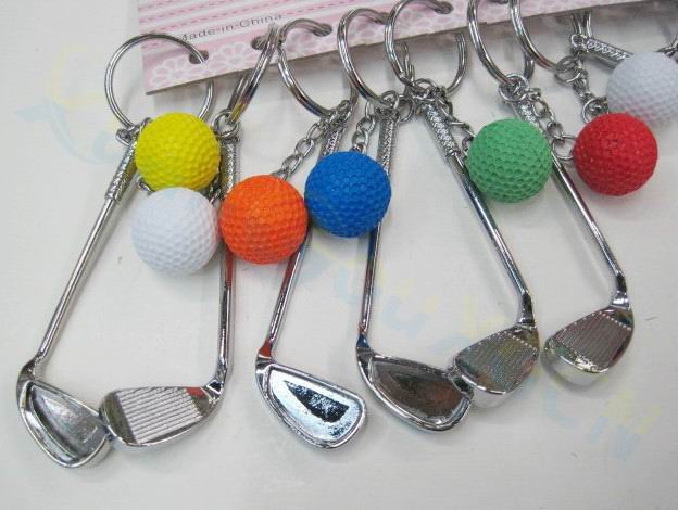 20PCS Tennis bag Pendant plastic mini tennis racquet key ring small Ornaments sport keychain fans souvenirs key chain: Colorful Golf clubs