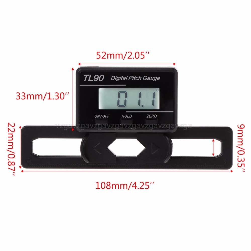 TL90 Digital Pitch Gauge LCD Backlight Display Blades Angle Measurement Tool Pitch Gauge JUL28