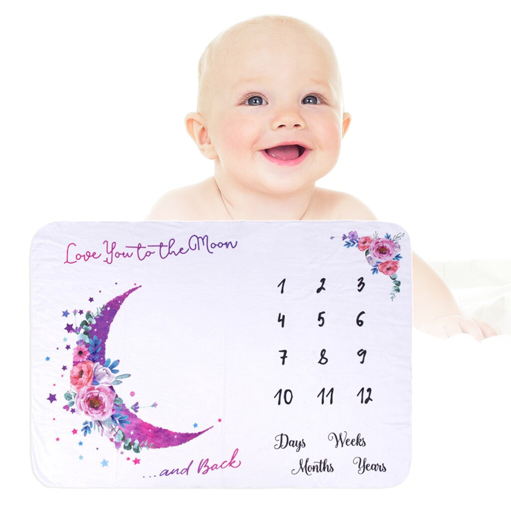 Infant Baby Milestone Photo Props Background Blankets Play Mats Backdrop Cloth Calendar Photo Access Nordic Milestone Blanket