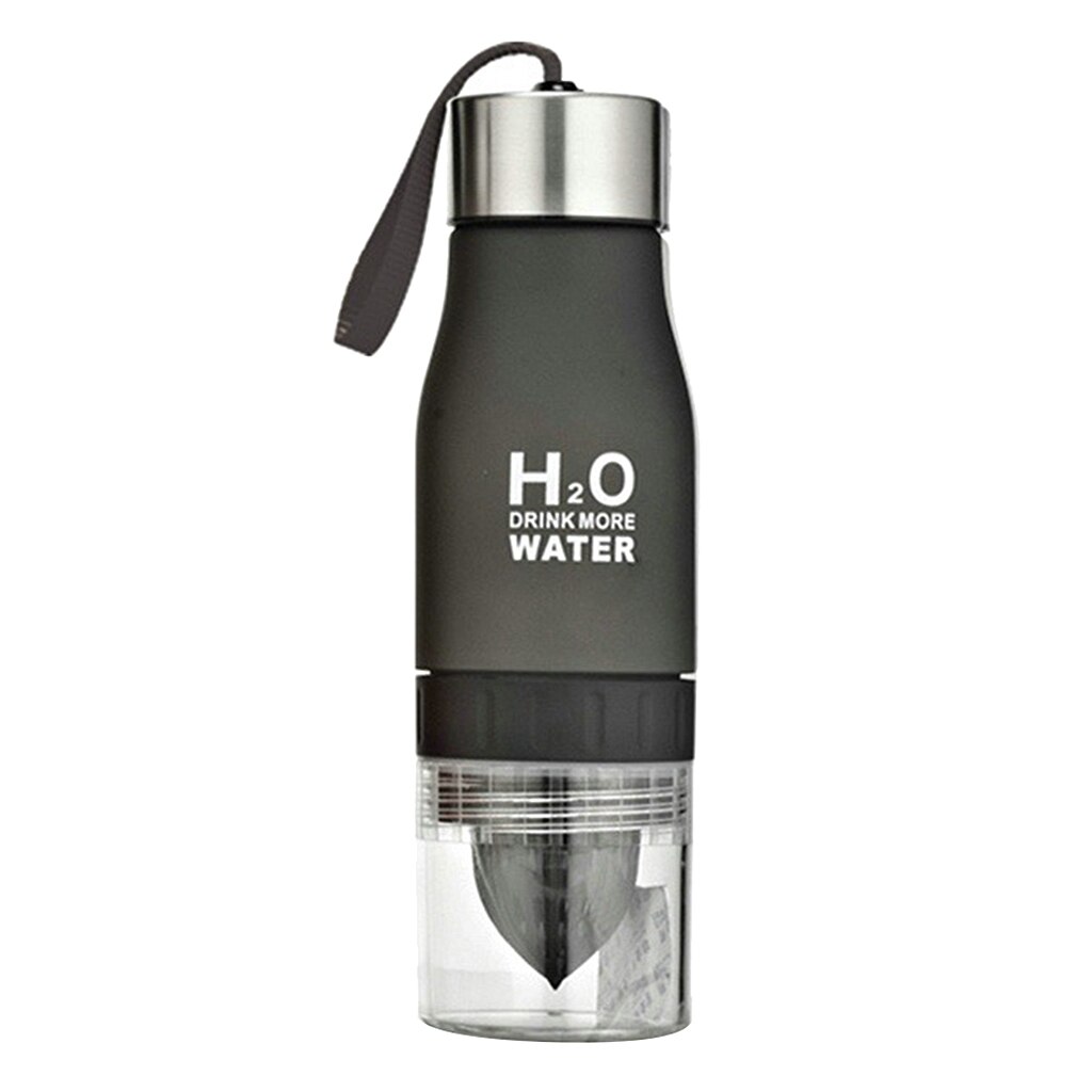 650Ml Citroen Water Flessen, Verwijderbare Citrus Druk Van De Bodem: Black