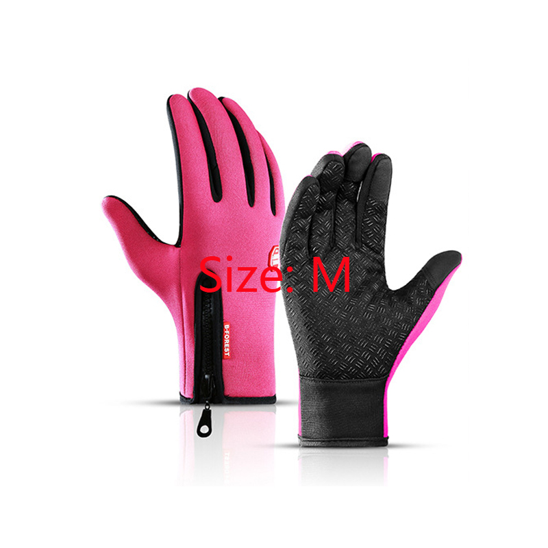 Tablet Screen Touch Gloves,Outdoor autumn and winter sports men's plus velvet touch screen warmth ski bike riding warm gloves: Rose Red-001-M