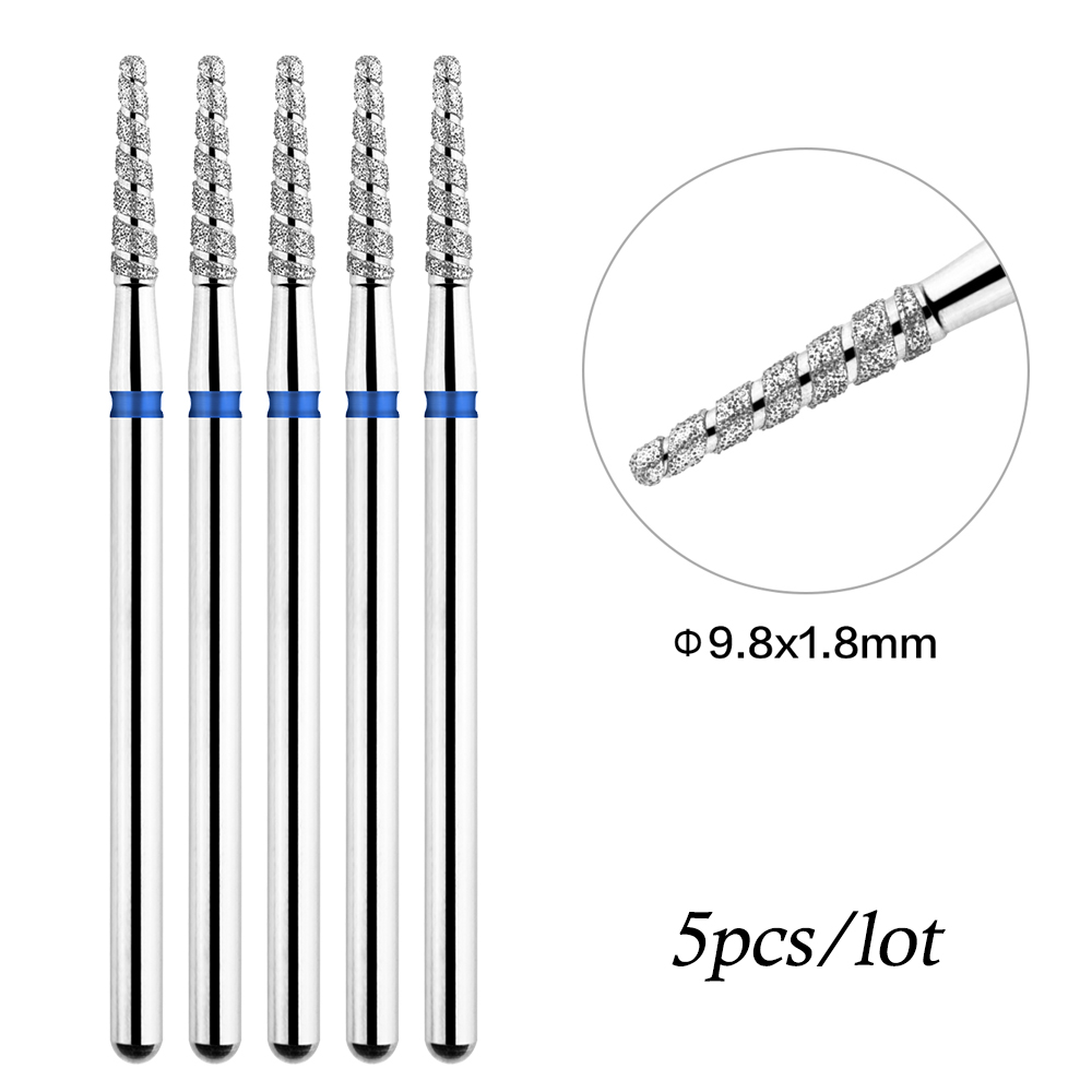 5 unids/lote brocas de diamante para uñas Tornado llama cutícula broca Pro brocas de archivo eléctrico ruso para manicura y pedicura de uñas 3/32'': Gris claro