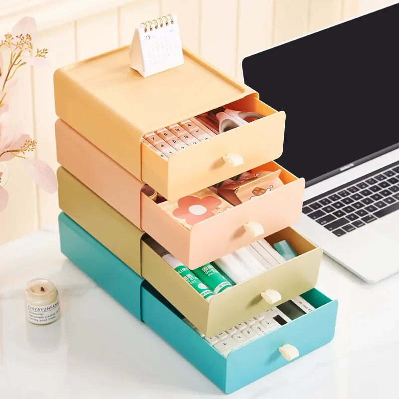 Cajón de escritorio apilable, caja de almacenamiento con asa, gran capacidad, organizador de artículos diversos, almacenamiento para el hogar