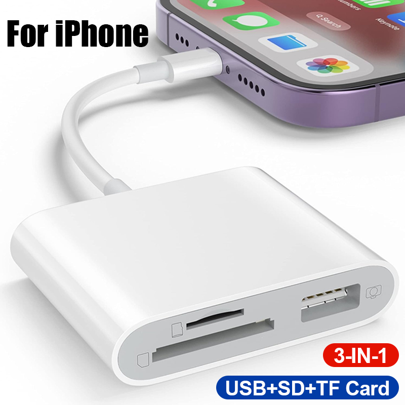 Lightning to SD Card Reader For iPhone 12 11 13 14 15 Pro Max Memory Card Adapter Camera SD Card Adapter For iPhone iPad MacBook