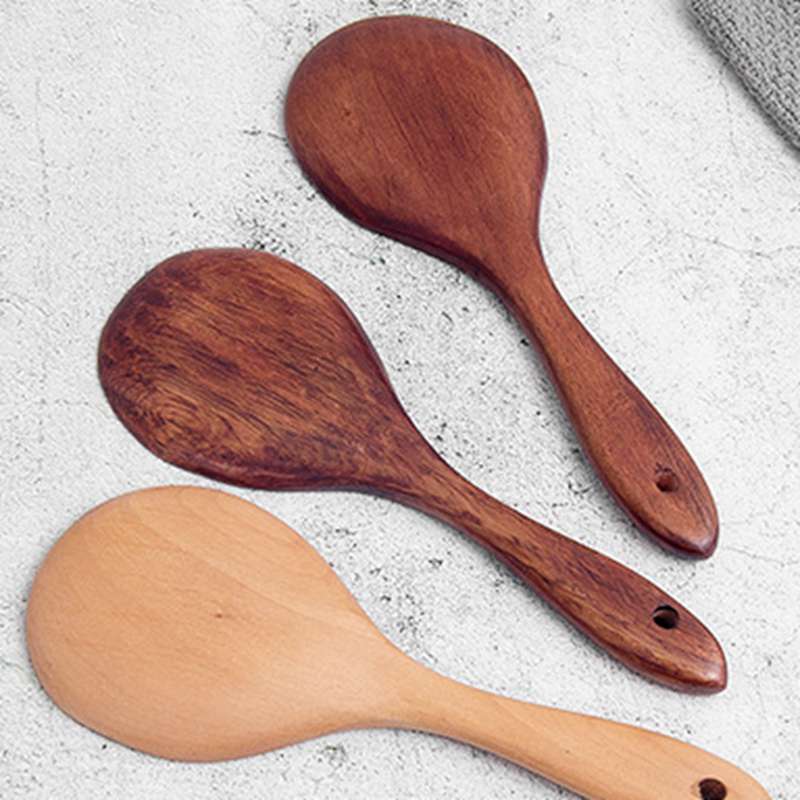 Home Rice Paddle Wood Rice Spoon Kitchen Spatula Non-stick Wooden Rices Serving Spoons Cooking Utensil Kitchen Accessories