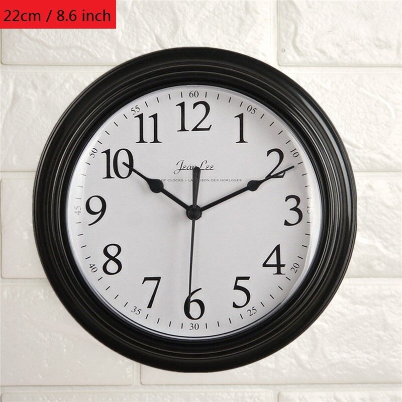 Modern Minimalism Wall Clock Mute Classic Nordic Thick Border Hanging Watch 3D Reloj Pared Bedroom Living Room Home Decor: Black 22cm