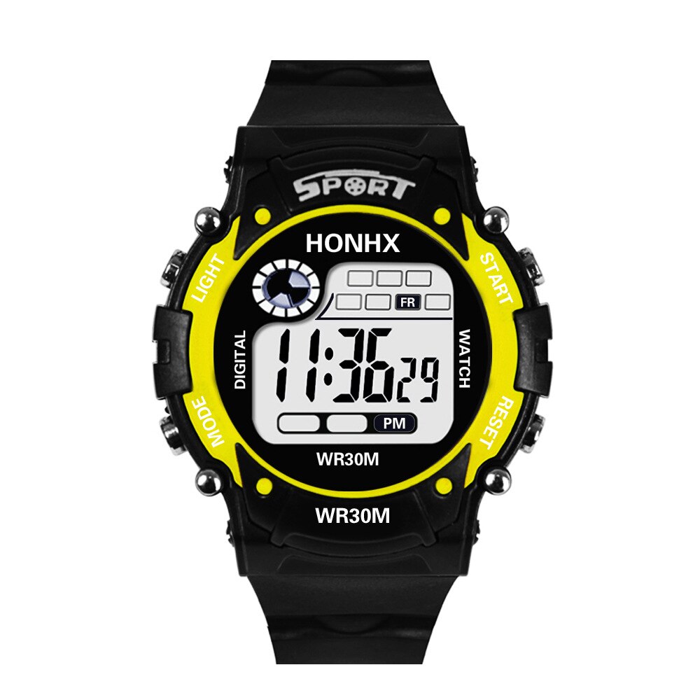 Udendørs sport digitale ure multifunktion herre elektronisk ur vandtæt alarm led display ur gult armbåndsur herre: 58-1-5