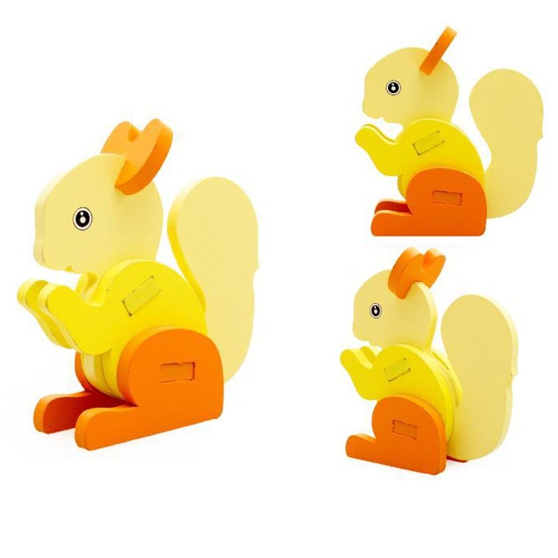 3D Three-dimensional Wooden Animal Jigsaw Puzzle Toys For Children DIY Baby Kids Handmade Wooden Toys Animals Puzzles: Squirrel