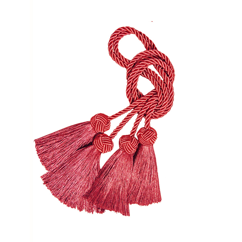 Curein – embrasses avec 2 glands à tête, Clips pour rideaux, attaches en corde, accessoires décoratifs pour la maison, 1 pièce: Rouge