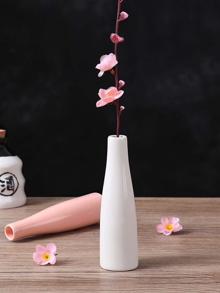 1pc Mini Ceramic Vase Desktop Small Flower Arrangement Living Room Bedroom Hydroponic Porcelain Bottle Home Decor