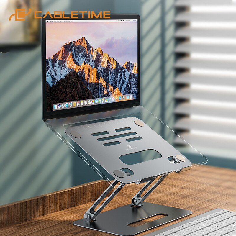CABLETIME Aluminum Laptop Stand High-strength Foldable Multi Adjustment for Laptop Tablet Holder Stand S21