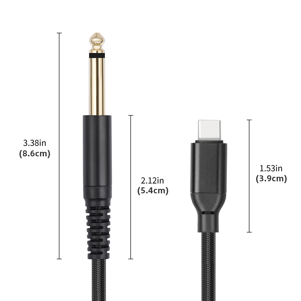 1/2/3M USB C To 6.35mm 1/4 TS Audio Stereo Cable Type C To 6.35mm Aux Jack Cord 6.35mm Mono To USB Type-C Recording Cord Adapter