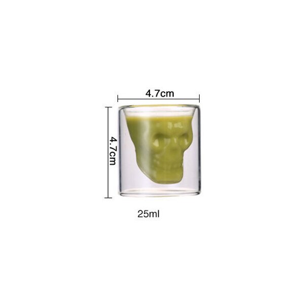 1/4 stk vodka whisky krystal kop kraniet hoved gennemsigtig drinkware dobbeltlag varmebestandigt glas fest bar forsyninger: S -25ml