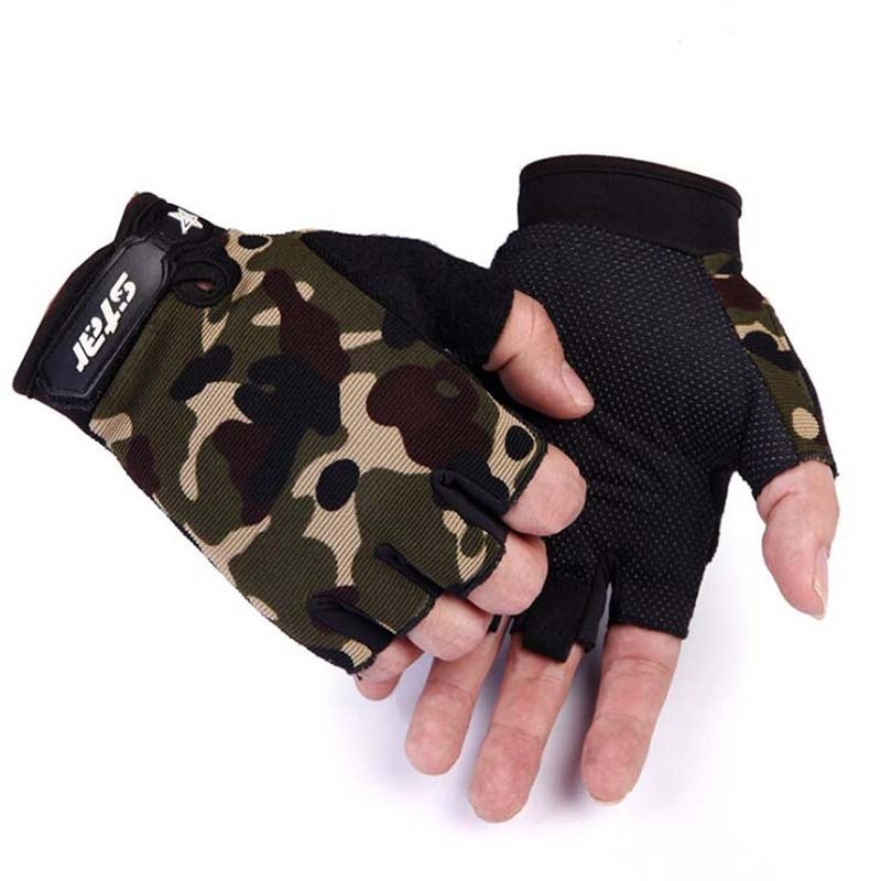 Mannen Fietsen Handschoenen Camouflage Half Vinger Fiets Handschoenen Voor Fiets Anti-Slip Zacht Ademend Fietsen Wanten Fitness Sport