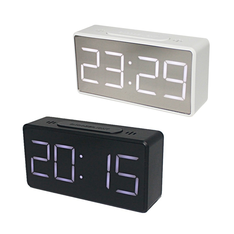 Mirror Alarm Clock LED Digital Display Electronic Time Temperature Calendar Table Alarm Clock USB Charging Student Desk Clocks