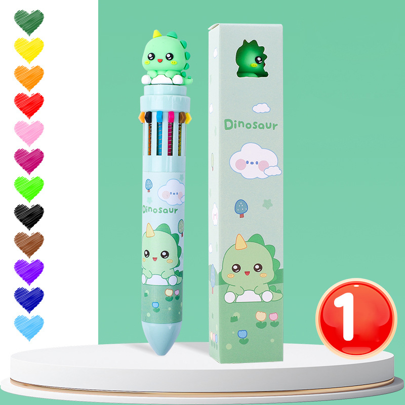 1 stücke Zehn farben kugelschreiber Karikatur Nette Farbe durch typ Multi funktionale unterschrift stift 12 farben neutral stift malerei preis: Bronziert
