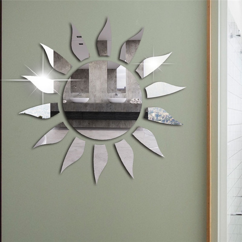 Pegatina de espejo de pared 3d, Espejos decorativos, Adhesivo de