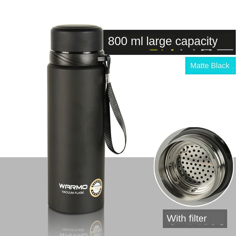 500Ml Fiets Water Bottle Outdoor Sport Hardlopen Mountain Fietsen Warm-houden Fiets Waterkoker Drinken Fles Roestvrij Stalen Kop: Bruin