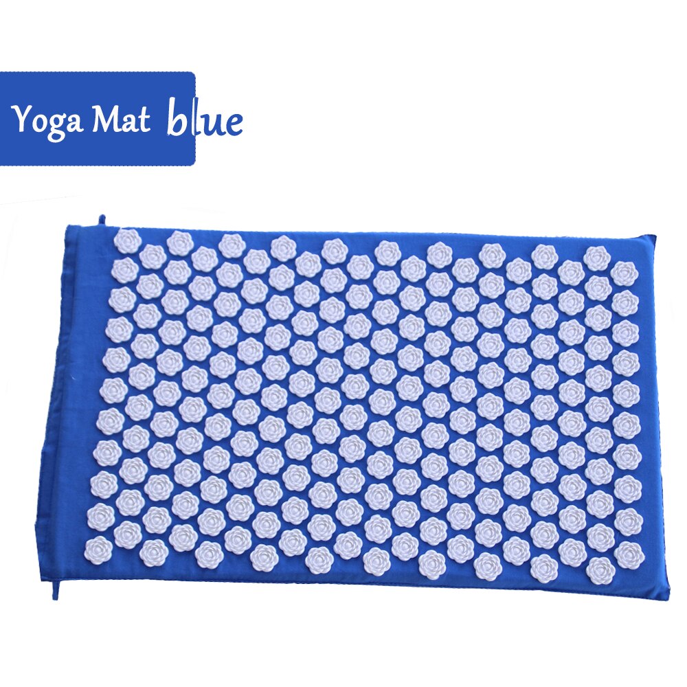 Lager Yoga Acupressure Mat and Pillow Set, with Bag,Non Slip ,Back and Neck Pain Relief and Muscle Relaxation Massage Cushion: BLUE Mat