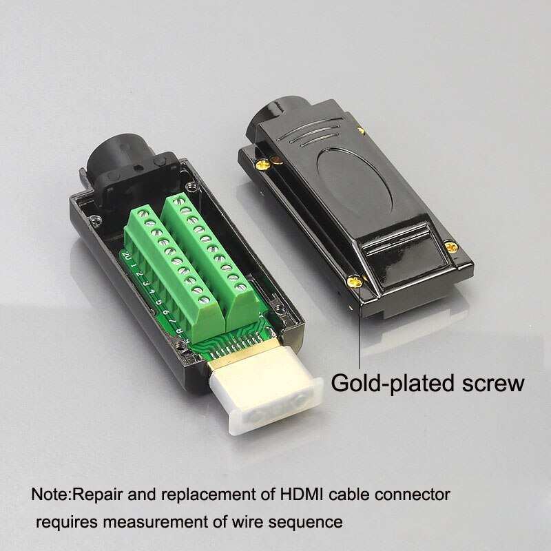 HDMI solderless male connector HDMI Free Welding Head Connector 4K HD Line Repair Solderless Male Plug with Metal/Plastic Cover