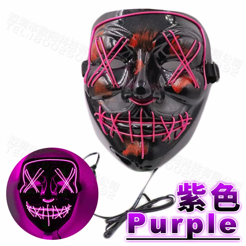 Halloween glowing mask ghost dance with blood flashing horror thriller LED mask electric sound bar party Halloween decoration: Light Pink