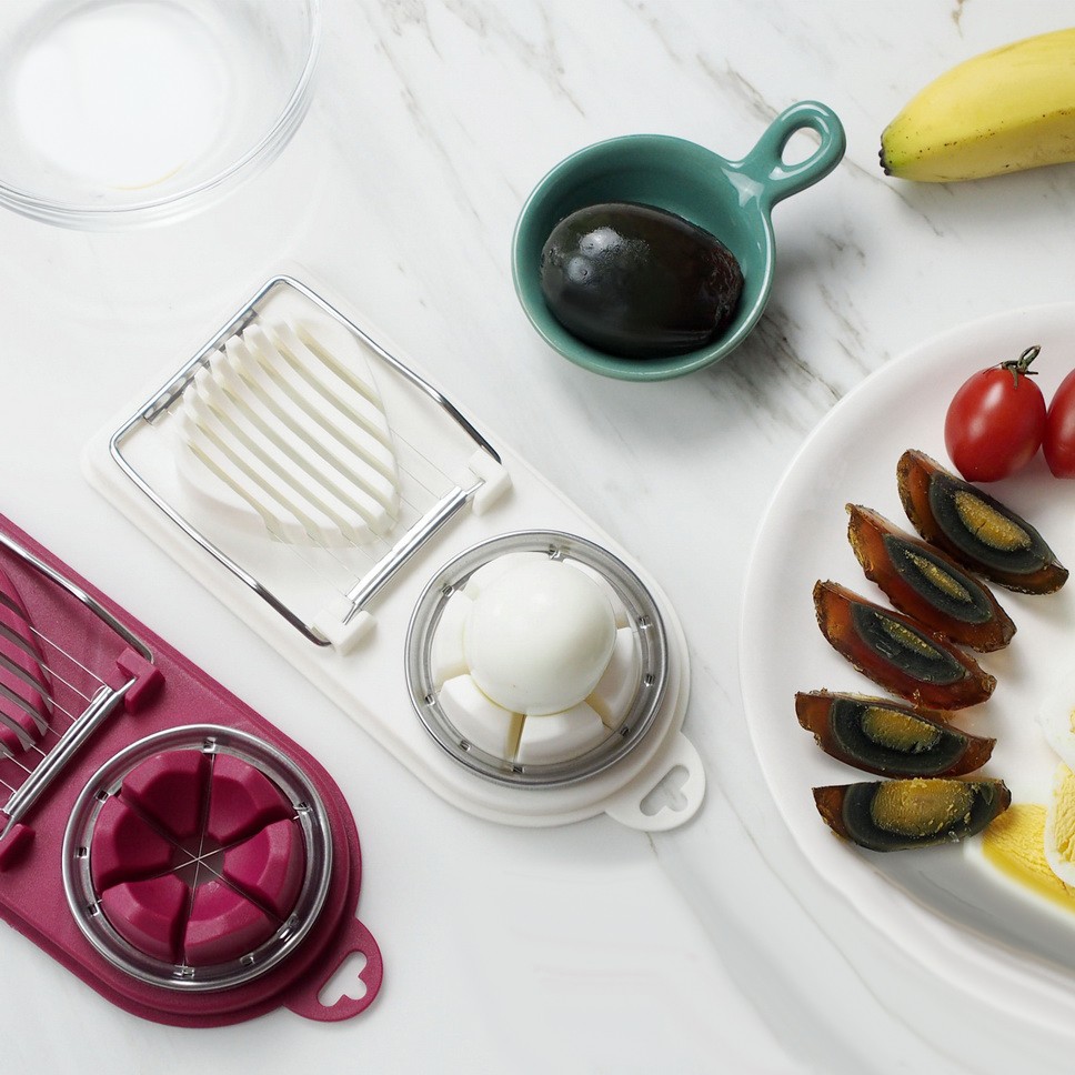 Trancheurs d'œufs en acier inoxydable 2 en 1 | Multifonctionnel avec Gadgets de cuisine à Base plastique