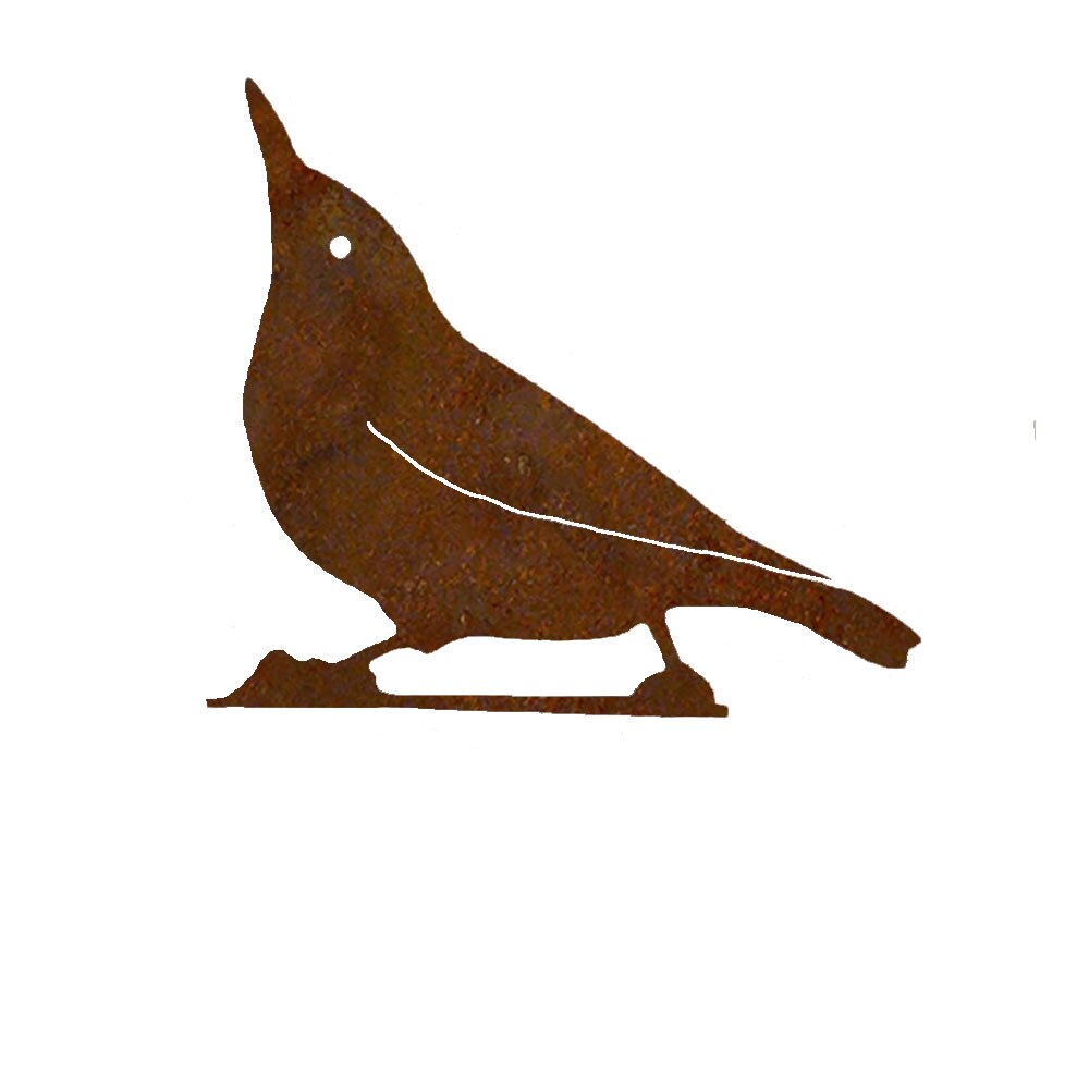 Rusty Metal Bird Silhouettes Garden Fence Decor Woodpecker Robin Steel