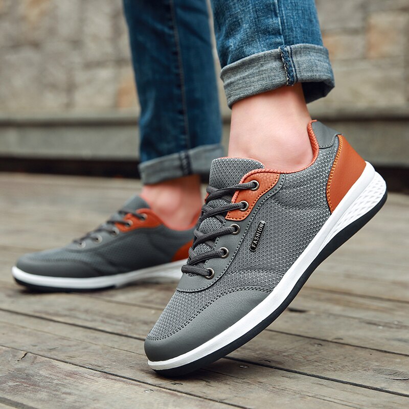 Men Shoes Lace-Up Breathable Men Casual Shoes Brand Men Sneakers Men FLats Tenis Masculino Zapatillas Hombre: Grey / 41