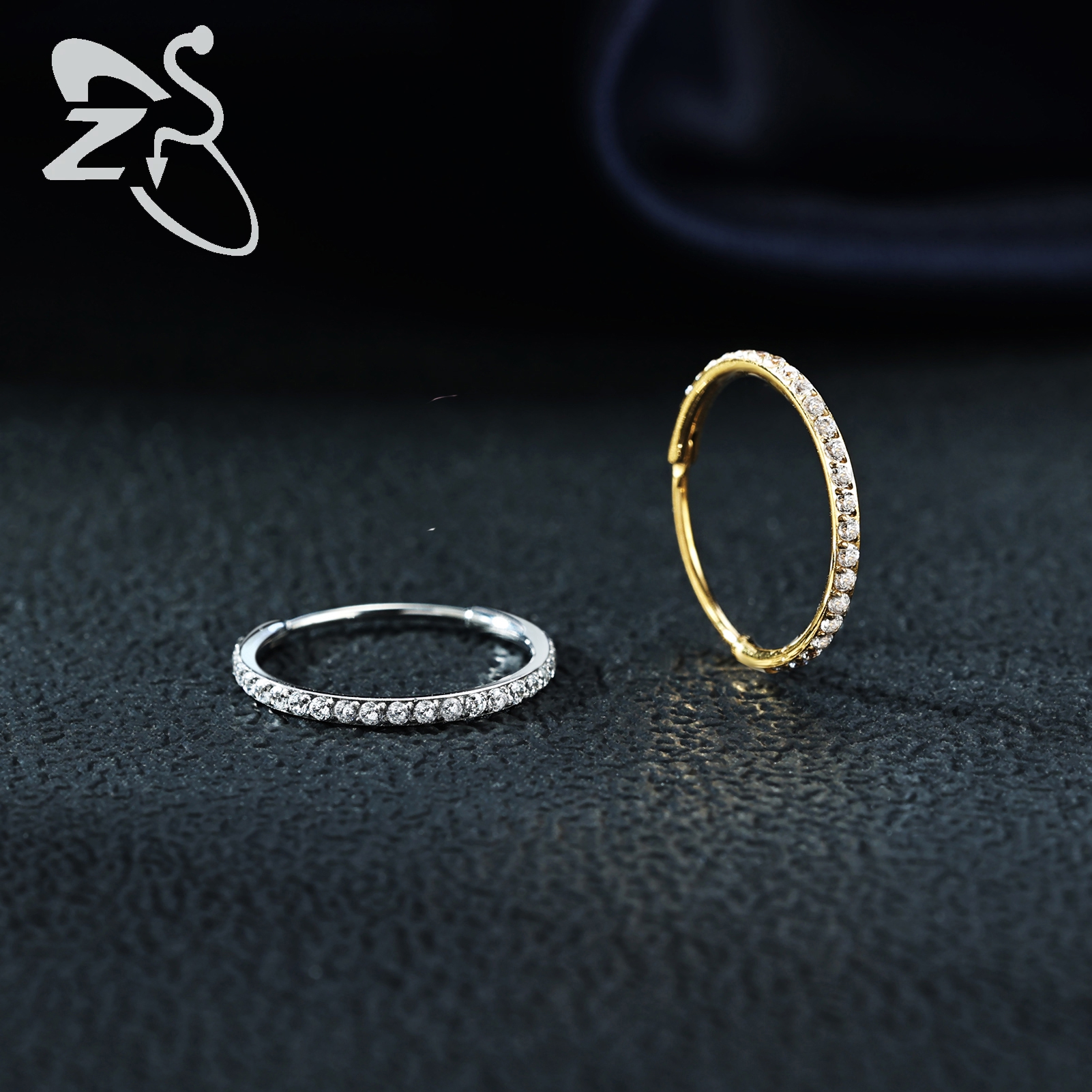 Zs 1pc runde krystal næse piercing sølvfarvet septum ring rustfrit stål næse clicker brusk piercing 20g kropssmykker