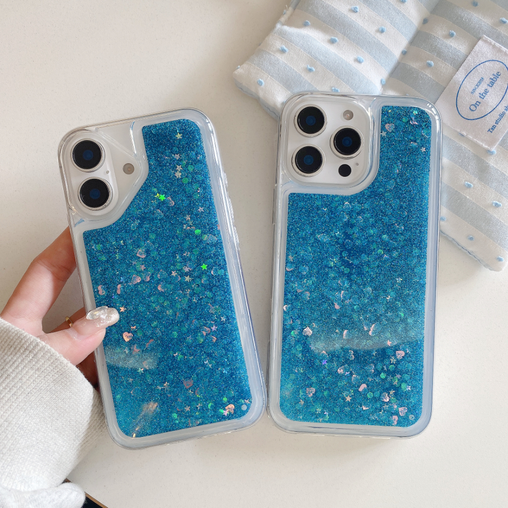 Glitter Drijfzand Telefoonhoesje Voor iPhone 17 16 15 14 13 12 11 Pro Max 7 8 Plus Air X XS MAX XR 16E Soft Cover Pailletten Clear Shell