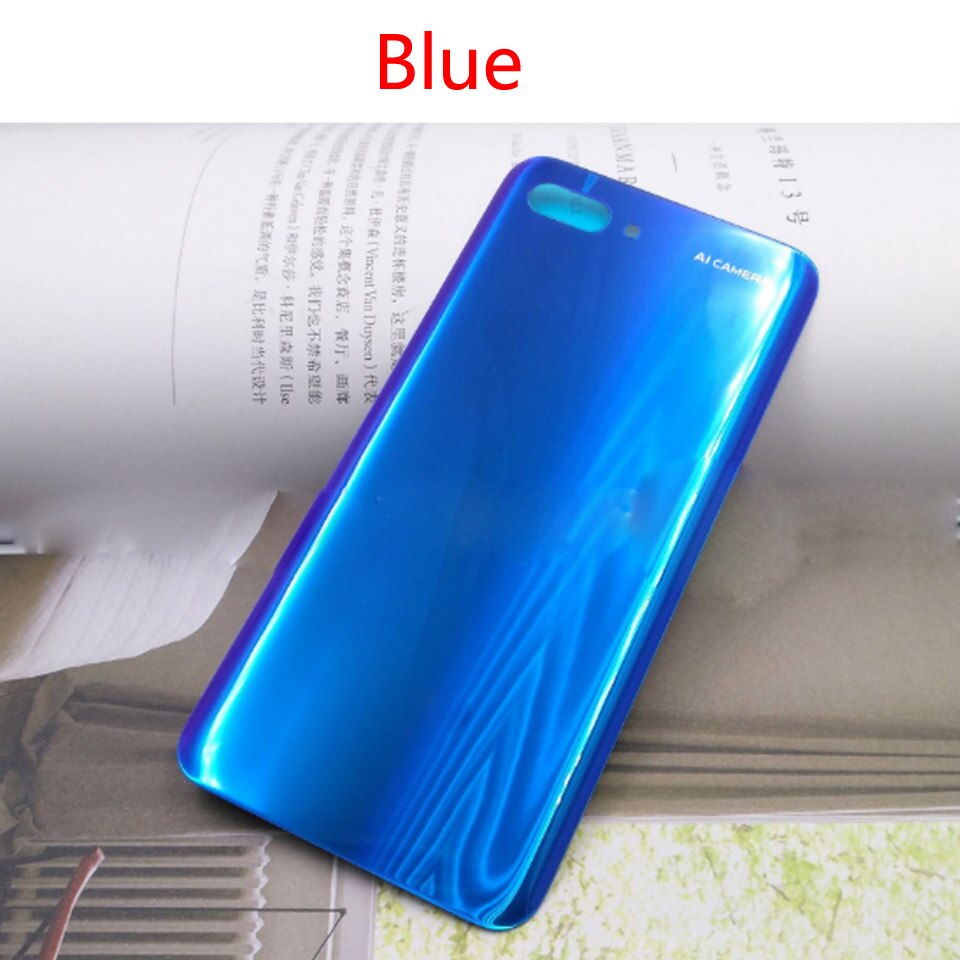 Para huawei honor 10 traseira da bateria de vidro capa porta traseira habitação caso para honor10 COL-AL00 al10 tl00 chassi escudo substituição: Blue-No tool