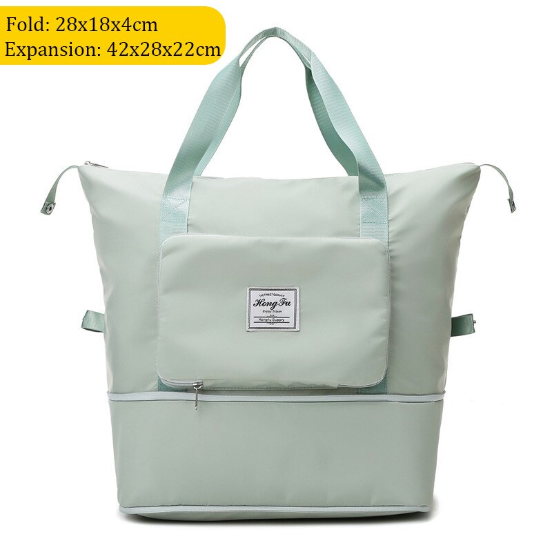 Składane torby podróżne duża pojemność przechowywania torba składana Tote Carry On bagaż torebka wodoodporne damskie torebki na ramię Duffel: Light Green A