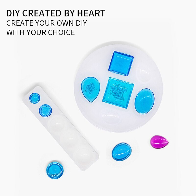 Gemma Del silicone Della Muffa Del Fondente Della Muffa di Vetro Dello Specchio Dotato di Fondo di Cristallo FAI DA TE Bianco Della Decorazione Del Mestiere di Cristallo Gocce di gel di Silice
