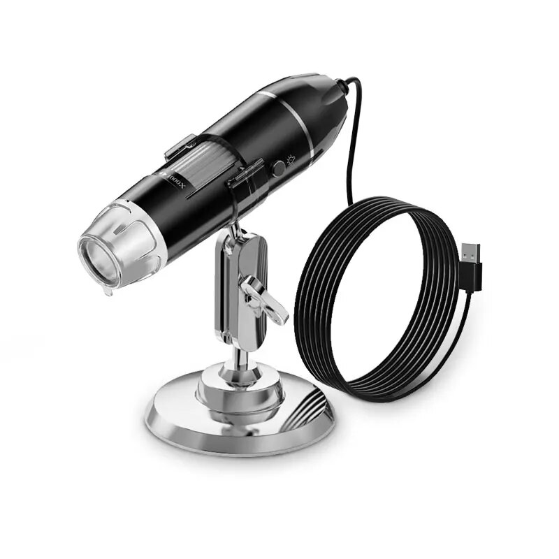 Cámara microscópica Digital 1600X 3 en 1 con soporte microscopio electrónico portátil para soldar lupa LED tipo C USB Android