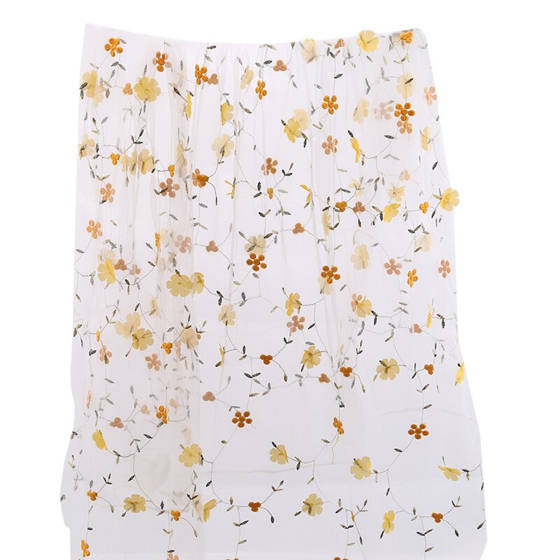 Chiffon Flower Embroidery Fabric 3D Flower Embroidery Tulle Lace Fabric DIY Skirt Clothing Sewing Fabric: yellow