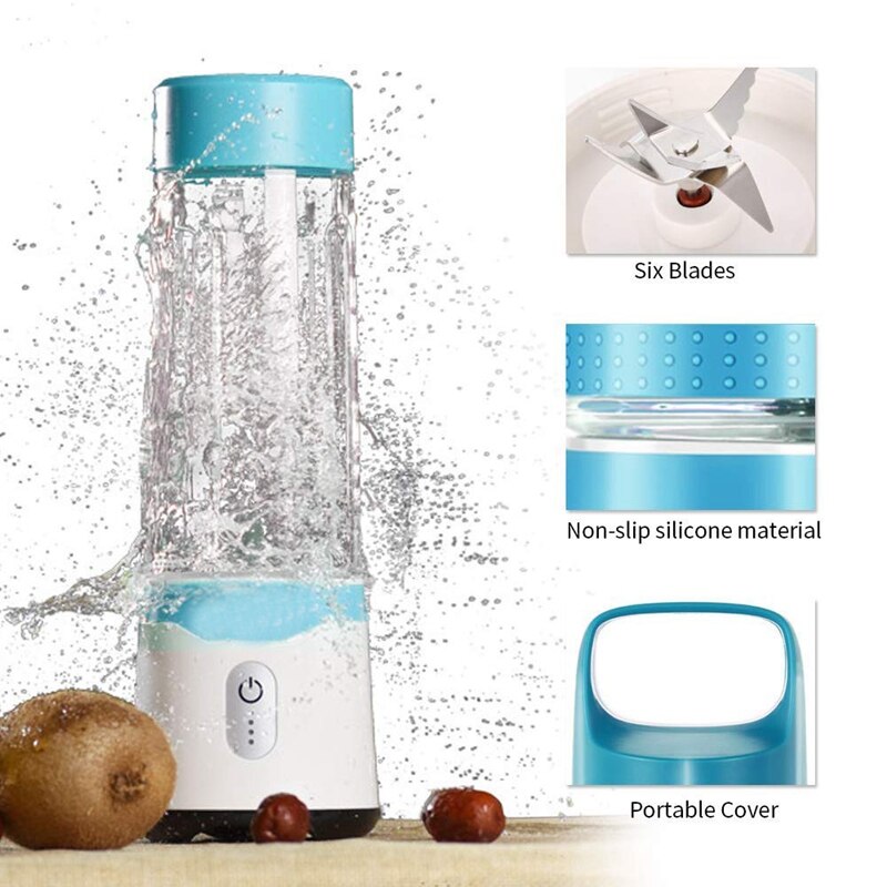 Personlig mixer, bärbar mixer usb juice blender laddningsbar resesaft mixer för shakes och smoothies kraftfull sex blad