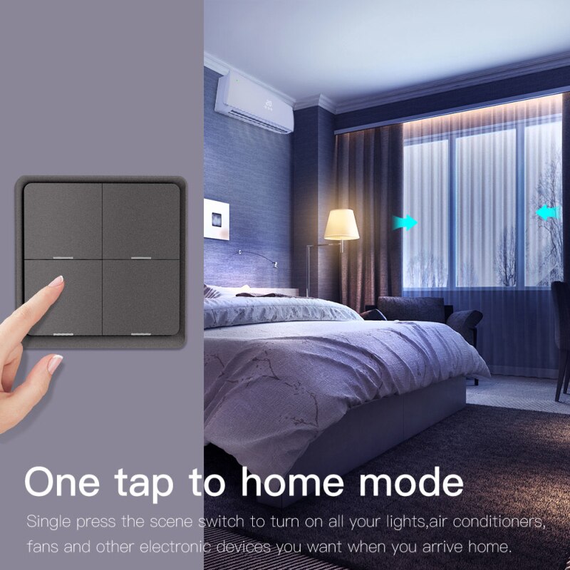 Tuya ZigBee 4 Gang Wireless 12 Scene Switch Push Button Controller Battery Powered Tuya Automation Switch Smart Home Switch