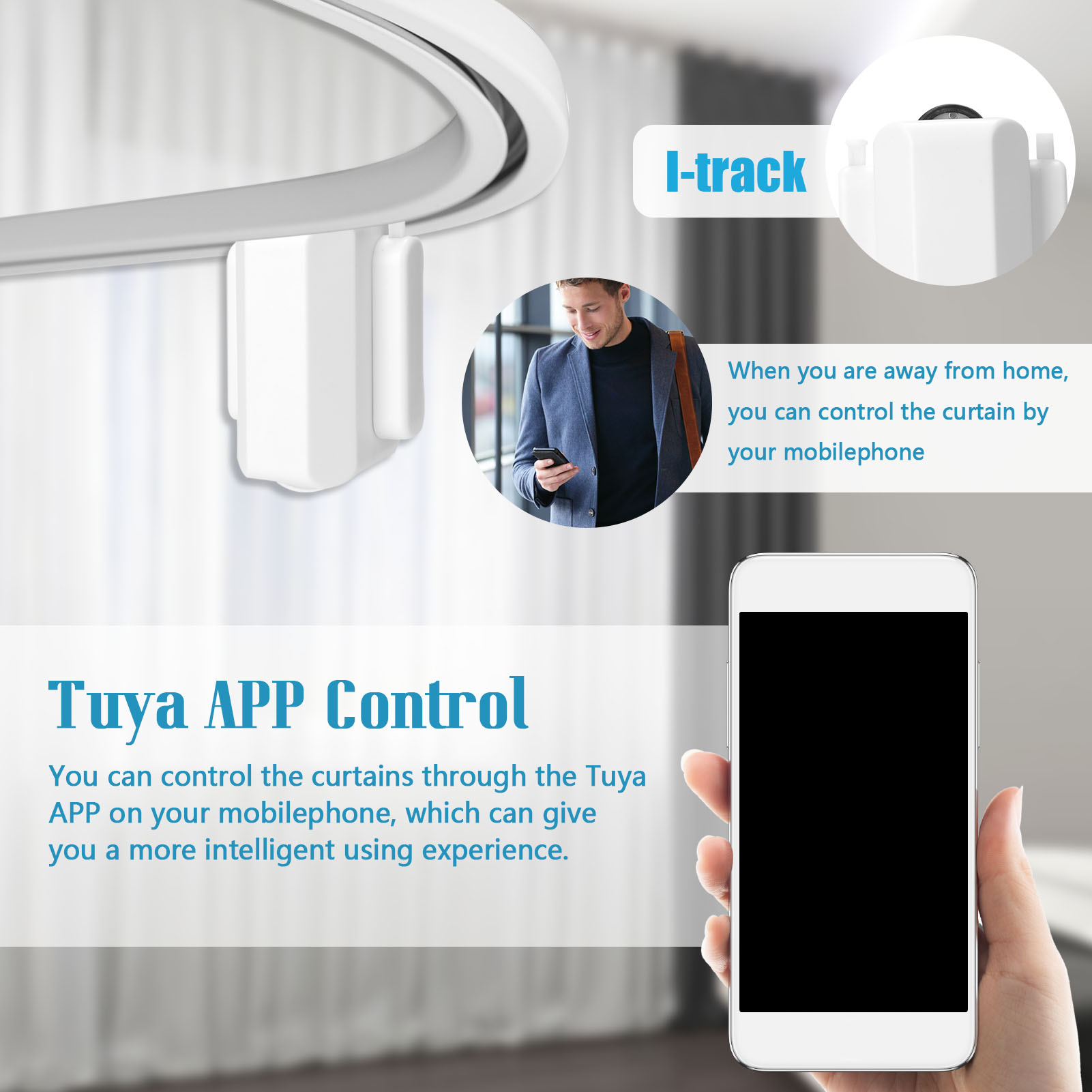 Motor de cortina eléctrica inteligente M027, WiFi, Tuya, Control remoto/voz/Aplicación de interruptor para u-track/i-track/romana Rod, para Alexa y Google Home