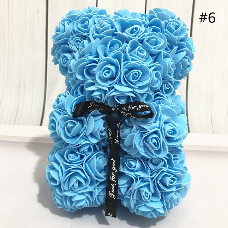 25cm bjørne af roser kunstige blomster hjem bryllup festival gør det selv billig bryllup dekoration boks krans håndværk: Blå