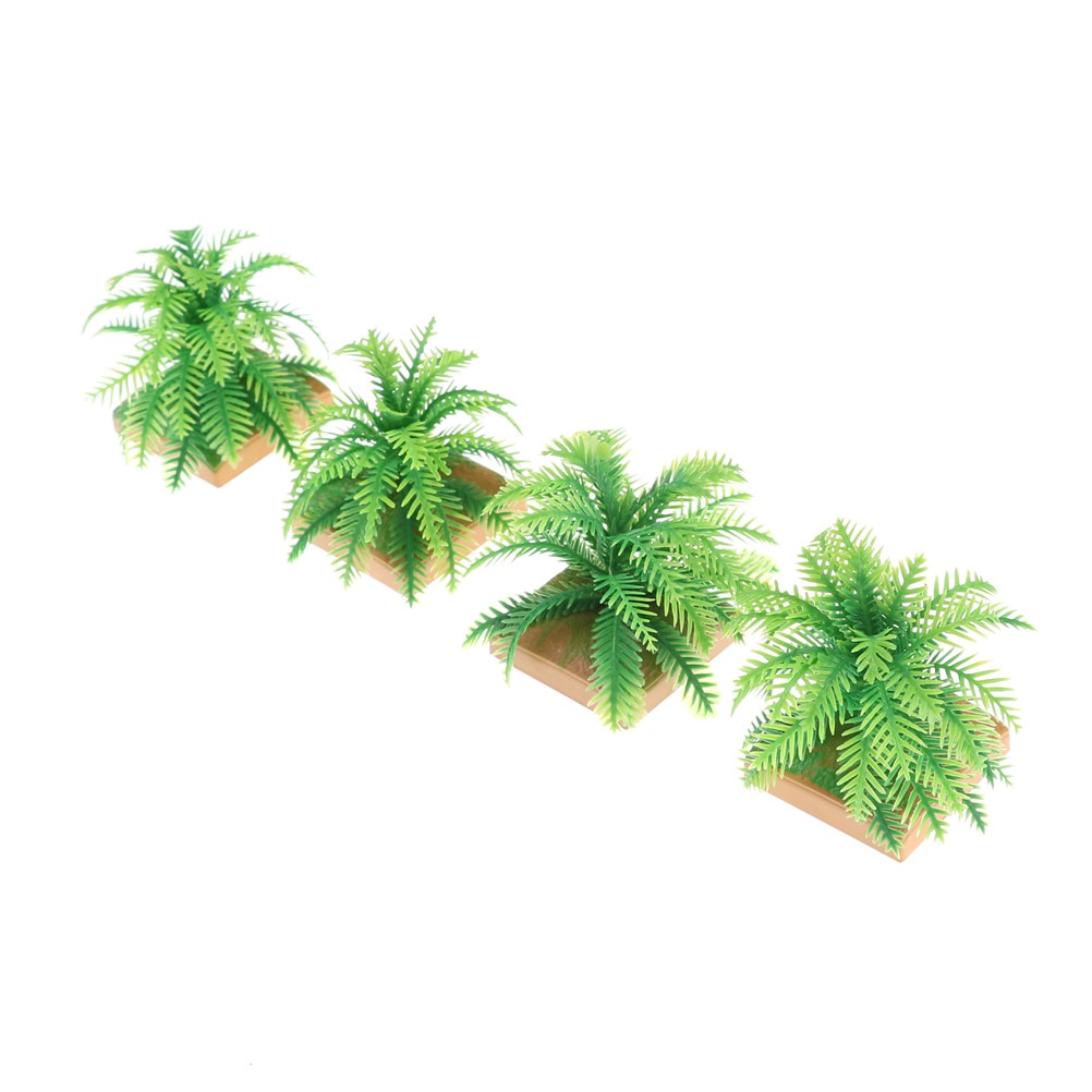 2PCS Miniature Plant Model Simulation Imitative Tree Shrub+Base Pedestal For Sand Table Building Architectural Model