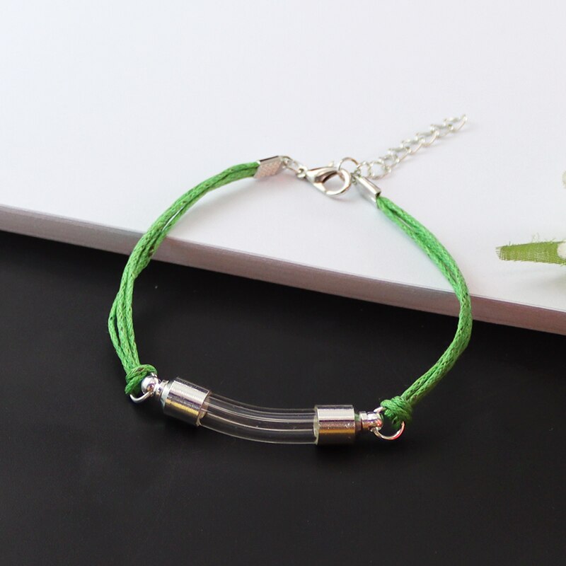 2Stck Glas Rohr Urne Armbinde Mit Schwarz Kabel Feuerbestattung Schmuck Denkmal Schmuck für Asche Andenken Urne Armbinde: Grün Kabel