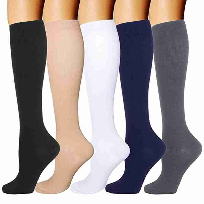 Chaussettes à Compression pour soulager les varices, bas de Compression pour les genoux, unisexe, couleur, cuisses hautes, chaussettes longues en Nylon,