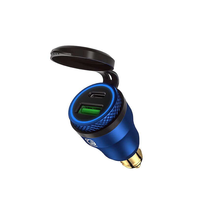 Chargeur d'alimentation type-c PD 30W, prise USB Powerlet, DIN, pour BMW et moto Triumph, Tiger Ducati: Blue Blue