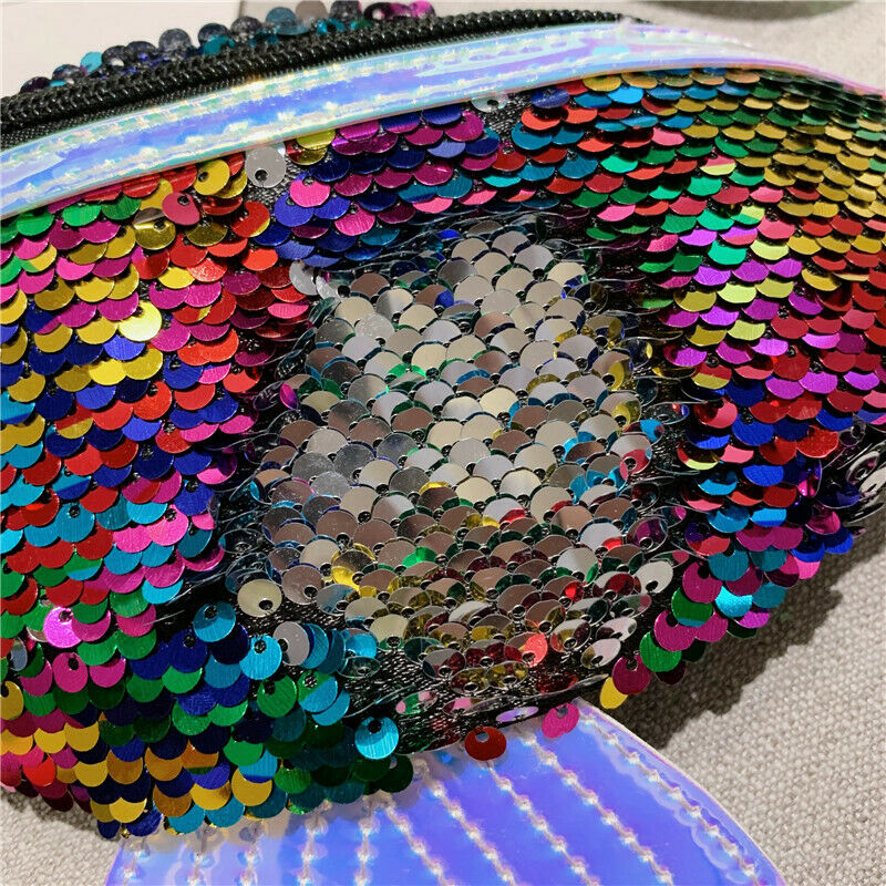 Cute Children Girls Handbag Sequin Waist Bags Chest Bag Mobile Coin Purse Single Shoulder Bag: Black