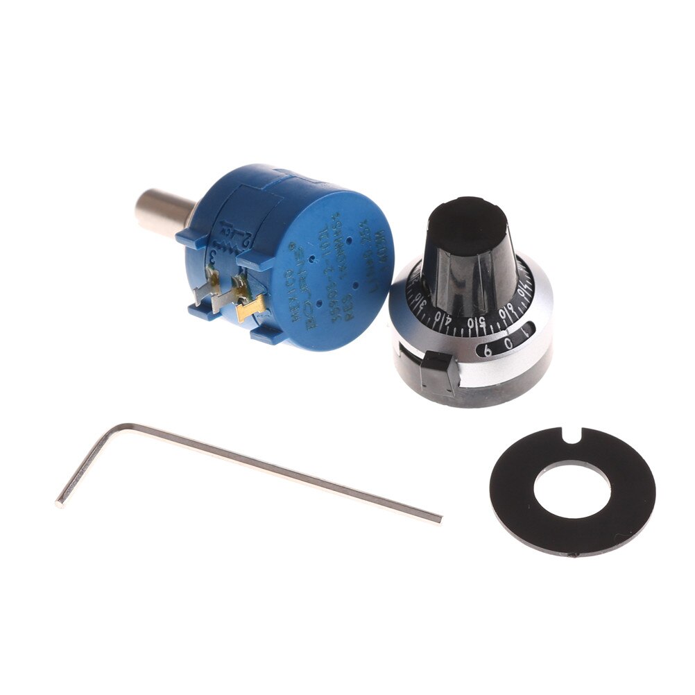 3590S-2-102L 3590S 1K ohm Precision Multiturn Potentiometer 10 Ring Adjustable Resistor + Turns Counting Dial Rotary Knob